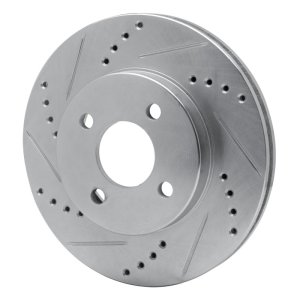 Chevrolet Cobalt Brake Rotor (1) - Front Left - R1 Concepts - Drilled & Slotted - Silver - `03-`10